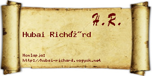 Hubai Richárd névjegykártya